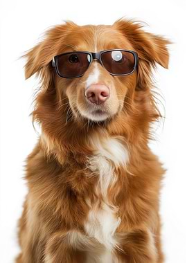 Cool Nova Scotia Duck Tolling Retriever Dog Wearing Sunglasses