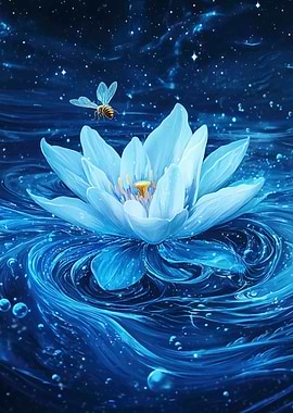 Blue Lotus and Bee