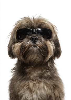 Cool Lhasa Apso Dog Wearing Sunglasses