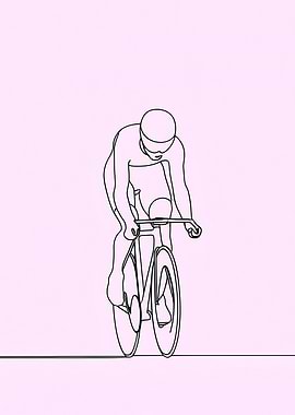 Cyclist Minimalist Line Art