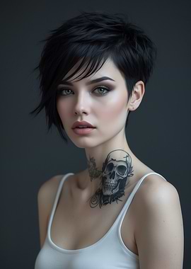 Woman with Skull Tattoo