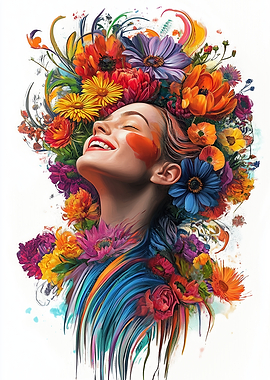 Woman Surrounded by Flowers