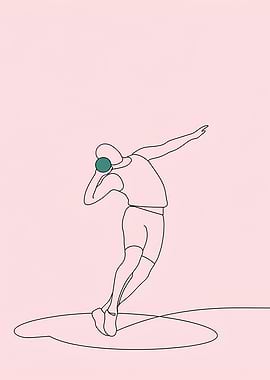Shot Put Athlete Minimalist Line Art