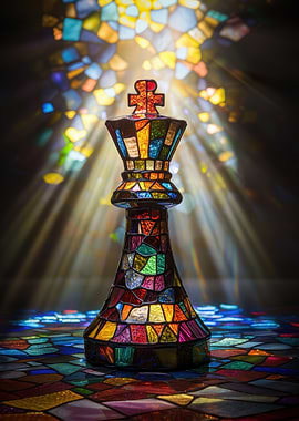 Stained Glass Chess King