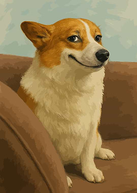 Smiling Corgi Portrait