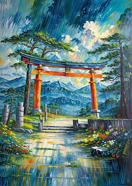 Japanese Torii Gate Painting