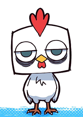 Tired Cartoon Chicken