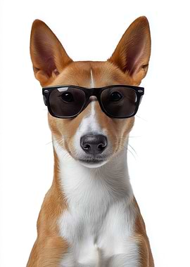 Cool Basenji Dog Wearing Sunglasses