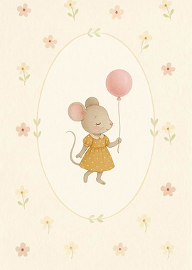 Cute Mouse with Balloon