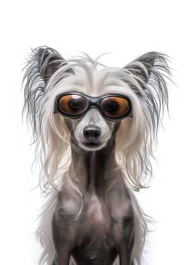 Cool Chinese Crested Dog in Sunglasses