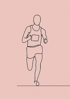 Marathon Runner Minimalist Line Art