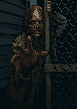 Zombie Reaching Through Fence