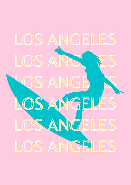 Angeles Travel Art, California, Travel Art, Preppy, Pink
