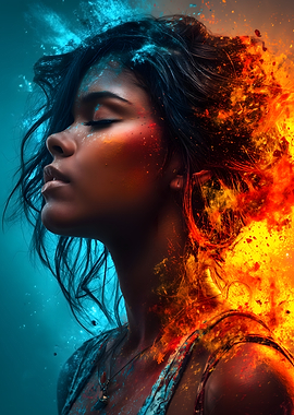 Woman in Blue and Orange Powder