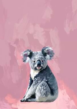 Koala on Pink Background
