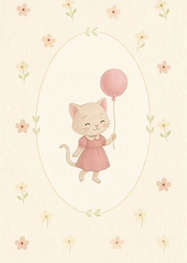 Cute Cat with Balloon