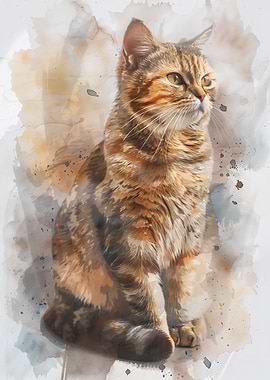 Watercolor Cat Portrait