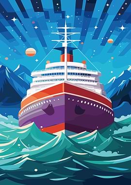 Ocean Liner Under Starry Sky