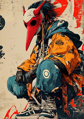 Masked Figure in Urban Setting