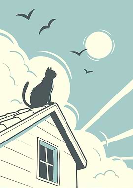 Cat looking blue sky