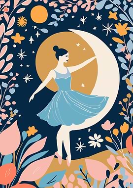 Ballerina Dancing on the Moon