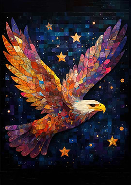 Mosaic Eagle in Night Sky