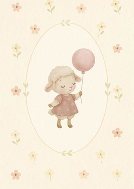 Cute Lamb with Balloon