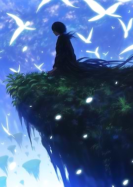 Silhouette of a Figure on a Cliff