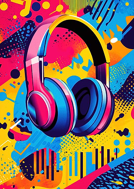 Headphones on a Colorful Background