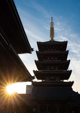 Japanese Pagoda Sunset