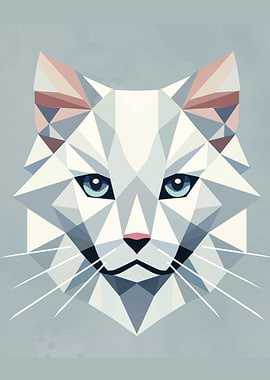 Geometric Cat – Minimalist Low Poly Portrait for Modern Interiors