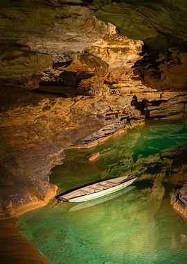 Boat in a Cave Lake
