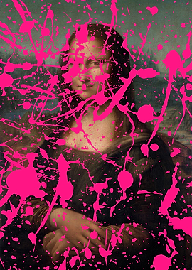 Mona Lisa with Pink Splatter