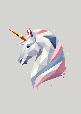 Geometric Unicorn – Polygonal Low Poly Wall Art for Fantasy Lovers