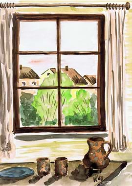 Window View Watercolor