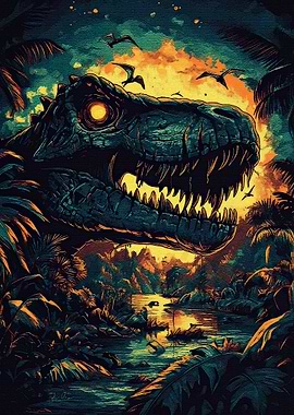 T-Rex Jungle Sunset