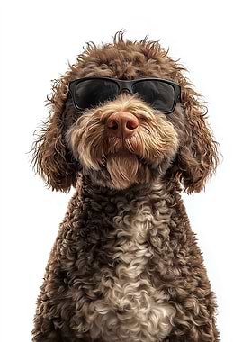 Lagotto Romagnolo Dog Wearing Sunglasses