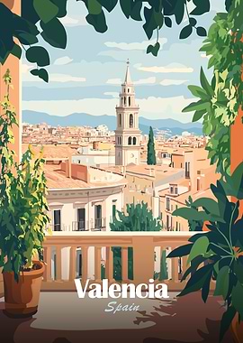 Valencia Cityscape Poster