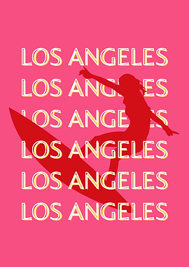 Los Angeles Travel Art, California, Travel Art, Surf Lovers, Pink