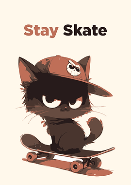 Skateboarding Cat