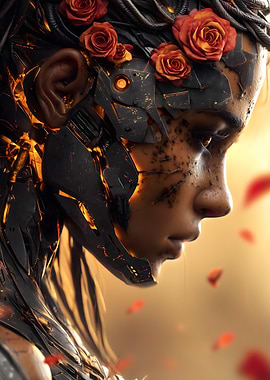 Cyberpunk Woman with Roses