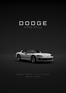 Dodge Viper RT-10 White Front Specs