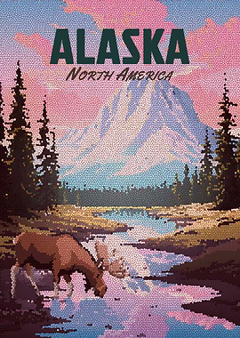 Alaska Moose Poster Mosaic