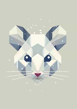 Geometric Snow Mouse – Minimalist Low Poly Winter Animal