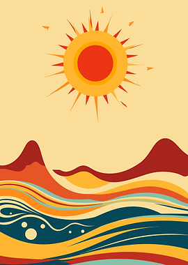 Sun and Waves Abstract Art