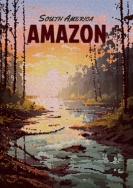 Amazon River Mosaic Poster