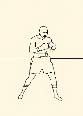 Boxing Minimalist Line Art