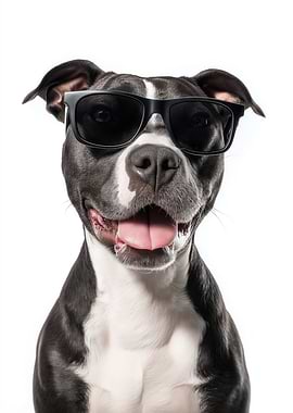 Cool American Staffordshire Terrier Dog in Sunglasses