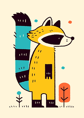 Cute Raccoon Illustration