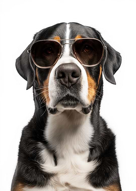 Cool Greater Swiss Mountain Dog in Sunglasses